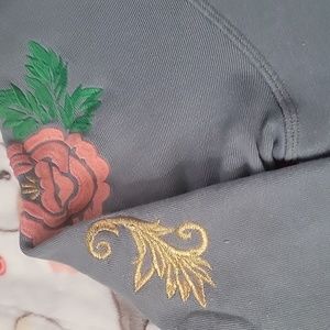 Wildfox Indigo Rose Embroidered Pullover Sweatshirt